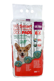 WizSmart Earth Friendly Dog Pads Ultra 30 Count (4-Pack) – Bioplastic & Recycled Materials