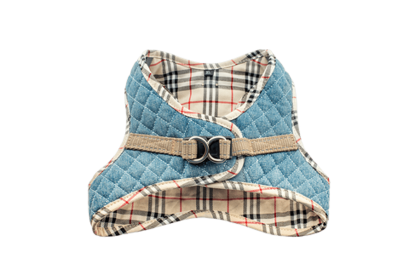 Step-In No-Pull Dog Harness - Quilted Denim, Reflective & Secure
