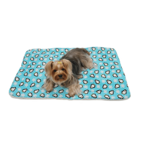 Penguins & Snowflakes Flannel/Ultra-Plush Blanket – Double-Layered Pet Blanket (30"x20")