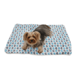 Blue & Gray Hearts Fleece/Plush Blanket – Double-Layered Pet Blanket (30"x20")