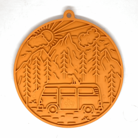 SodaPup eMat Enrichment Lick Mat Camp with Suction Cups Orange 8"