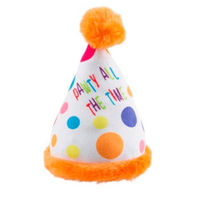 Happy Birthday Pawty Hat Squeaker Dog Toy – Plush Celebration Hat