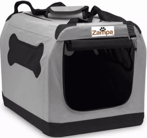 Zampa Pet Portable Crate with Carrying Case – Foldable Travel Kennel for Dogs & Cats
