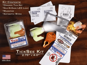 TickSee Tick Removal Kit – Tick Key, LED Flashlight, Magnifier & Swabs