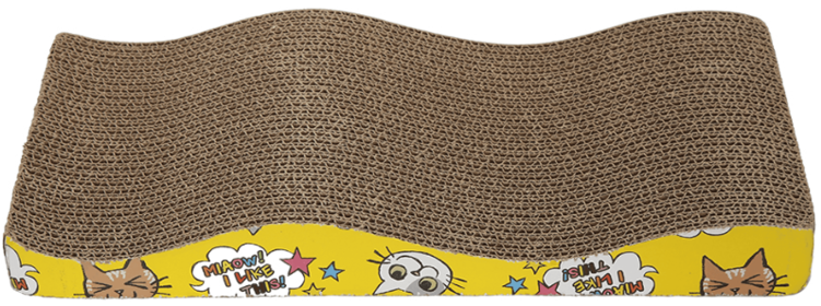 Wavy Rectangular Cat Scratching Board with Toy Ball & Catnip – 2 Pack
