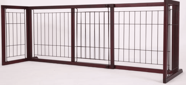 Extendable Wooden Pet Gate (38.39" to 71.25") – Mahogany Finish