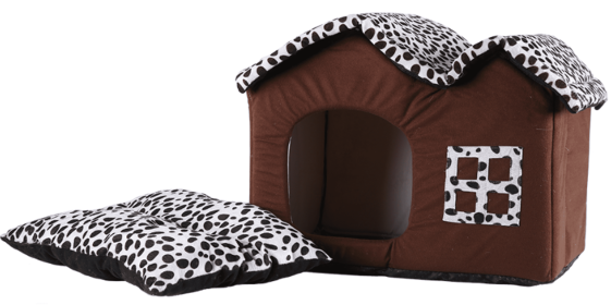 101 Dalmatian Style Double-Topped Foldable Dog House with Cushion