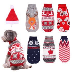 Christmas Reindeer Maple Leaf Snowflake Pet Sweater – Winter Knit High-Neck Dog & Cat Coat