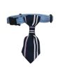 Adjustable Deep Blue Stripe Dog & Cat Neck Tie Collar (6-11 Inches)