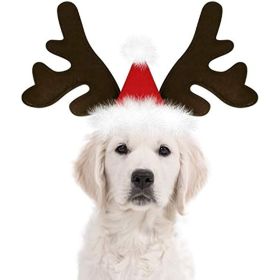 Dog Christmas Reindeer Antlers Headband – Festive Elk Hat for Pets