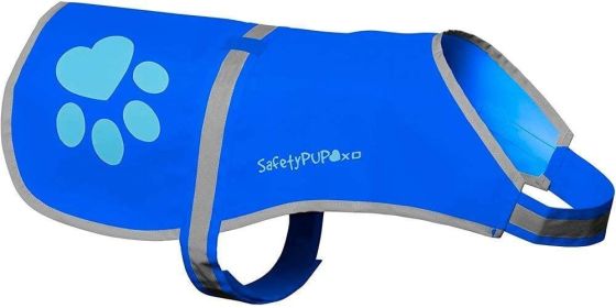 Blue Reflective Dog Safety Vest (XS Size) – Hi-Vis Fluorescent Vest with Utility Strap for Small Dogs