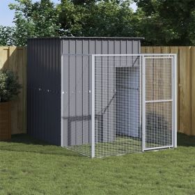 Dog House with Extended Run, Galvanized Steel (65"x98.8"x71.3", Anthracite)