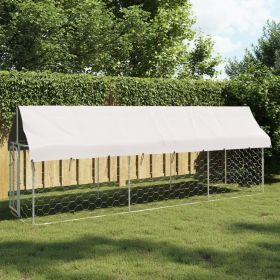 Outdoor Dog Kennel with Roof (157.5"x39.4"x59.1") – Heavy-Duty Galvanized Steel Enclosure