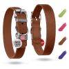 Brown Leather Dog Collar - Adjustable with Durable Buckle & D-Ring (11-14" Neck, 3/5" Wide)