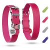 Long Lasting Leather Dog Collar - Adjustable for Large, Medium & Small Dogs (12-15" Neck, Pink)