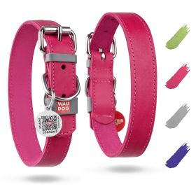 Long Lasting Leather Dog Collar - Adjustable for Large, Medium & Small Dogs (12-15" Neck, Pink)