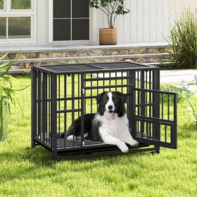Foldable Heavy-Duty Metal Dog Crate – Chew-Proof with Lockable Wheels
