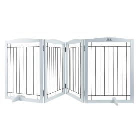 VEVOR Free Standing Dog Gate - Foldable 4-Panel Pet Barrier for Wide & Narrow Passageways (96.5"x32")