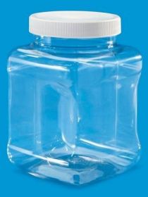 Clear PET Plastic Square Grip Storage Jar with Cap – 16 oz, BPA-Free Food-Grade Container