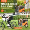 VEVOR Dog Bike Trailer (Supports up to 66 lbs) - 2-in-1 Pet Stroller Cart Bicycle Carrier