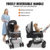 VEVOR Pet Stroller - 4-Wheel Dog Stroller with Reversible Handlebar & Storage Basket