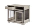 Sliding Door Dog Crate with Drawers - (35.43"W x 23.62"D x 33.46"H)