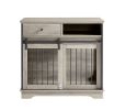 Sliding Door Dog Crate with Drawers - (35.43"W x 23.62"D x 33.46"H)