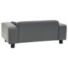 Gray Plush and Faux Leather Dog Sofa - 31.9"x16.9"x12.2"