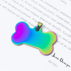 Stainless Steel Bone-Shaped Pendant for Collars (Color: Mixed Color, Size: M)