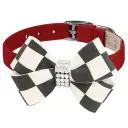 Susan Lanci Designs Windsor Check Nouveau Bow Collar (Color: Red, Size: Medium)