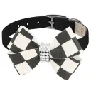 Susan Lanci Designs Windsor Check Nouveau Bow Collar (Color: Black, Size: Small)