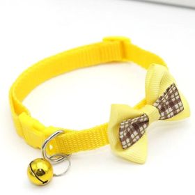 Bowknot Cat Collar with Bell & Buckle – Decorative Pet Accessory (Color: Yellow)