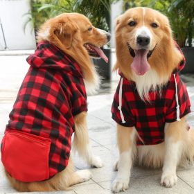 Plaid Dog Hoodie (Hat & Pocket) (colour: Zipper pocket coat with red and black plaids, Size: 4XL (chest circumference 82, back length 62cm))