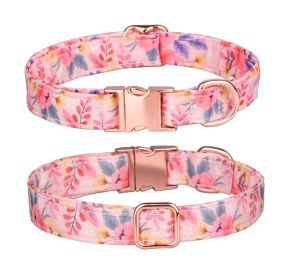 Sunflower Pet Collar - Cotton Breathable Dog Collar (colour: Broken orange, Size: M width 2.0 adjustment 31-50CM)