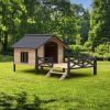 Outdoor Large Wooden Cabin House Style Dog Kennel with Porch