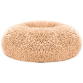 Pet Dog Bed Soft Warm Fleece Puppy Cat Bed Dog Cozy Nest Sofa Bed Cushion (Color: Brown, Size: L)