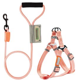 Touchdog "Macaron" 2-in-1 Dog Harness & Leash – Durable Nylon Design (Color: Pink, Size: Medium)
