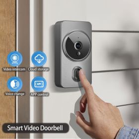 Smart Wireless Video Doorbell with Night Vision & Two-Way Intercom (Color: Grey)