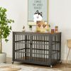 Furniture Style Dog Crate – Wrought Iron Frame with Side Openings (Grey, 43.3''W)