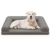 Egg-Foam Dog Crate Bed with 3-Side Bolster and Removable Washable Cover