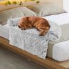 Gray Plush Calming Dog Couch Bed – Anti-Slip Bottom