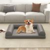Egg-Foam Dog Crate Bed with 3-Side Bolster and Removable Washable Cover