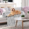 Gray Plush Calming Dog Couch Bed – Anti-Slip Bottom