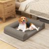 Egg-Foam Dog Crate Bed with 3-Side Bolster and Removable Washable Cover