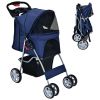 Simple Desight Foldable 4-Wheel Pet Stroller with Storage Basket