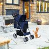 Simple Desight Foldable 4-Wheel Pet Stroller with Storage Basket