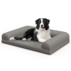 Egg-Foam Dog Crate Bed with 3-Side Bolster and Removable Washable Cover