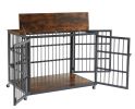 Furniture Style Dog Crate – Wrought Iron Frame with Side Openings (Grey, 43.3''W)