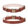 Leather Dog Collar – Soft Padded, Breathable, Adjustable with Metal Buckle