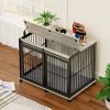 Furniture Dog Crate – Sliding Iron Door with Mat (Rustic Brown, 43.7''W)